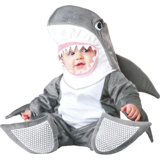 Adorable Infant Shark Costume with Hood Jumpsuit and Slip Resistant Booties {1}