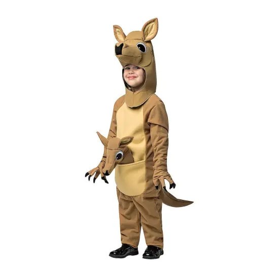 Kangaroo Toddler Costume Jumpsuit Attached Tail Hood Halloween Outfit {1}