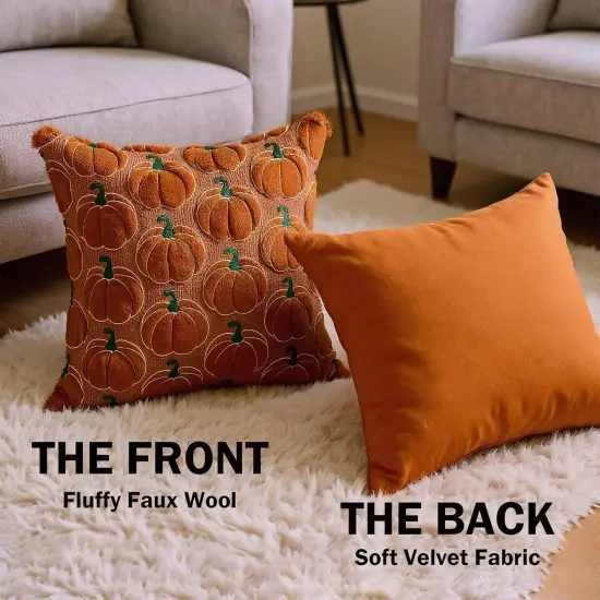 Set of 2 Fall Halloween Throw Pillow Covers 20x20 {3}