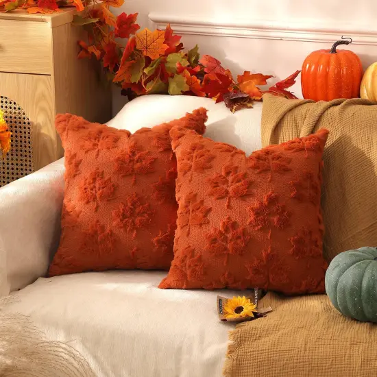 2 Packs Double Sided Throw Pillow Covers Rust Red - 16x16inch {5}
