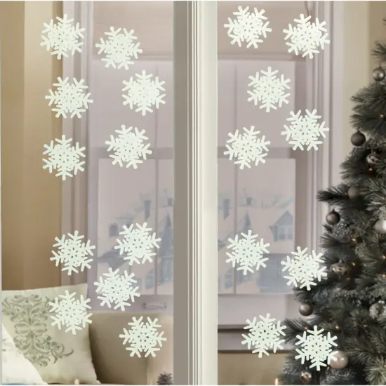 Collections Etc Glow in the Dark Snowflakes Decals - 20 Pc {2}