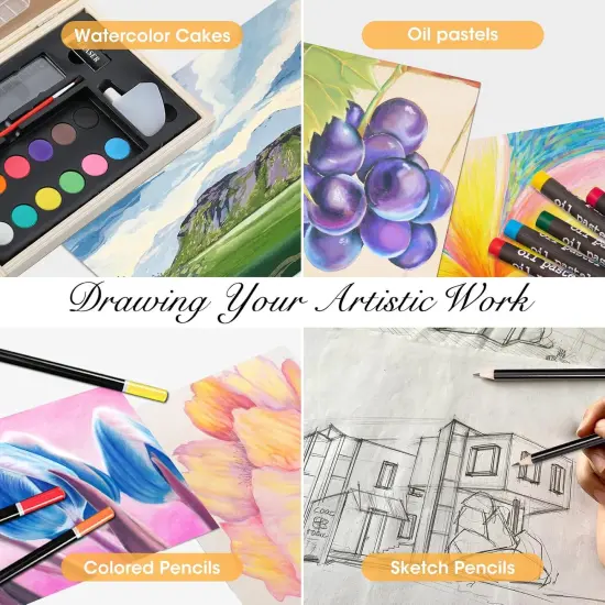 Wooden Art Set Crafts Kit with Drawing Easel {3}