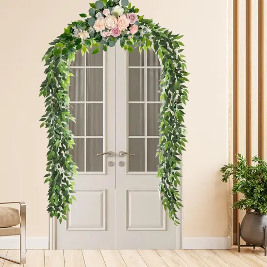 75inch/3pcs Artificial Italian Ruscus Vines, Silk Vine Garland with Green Leaves {3}