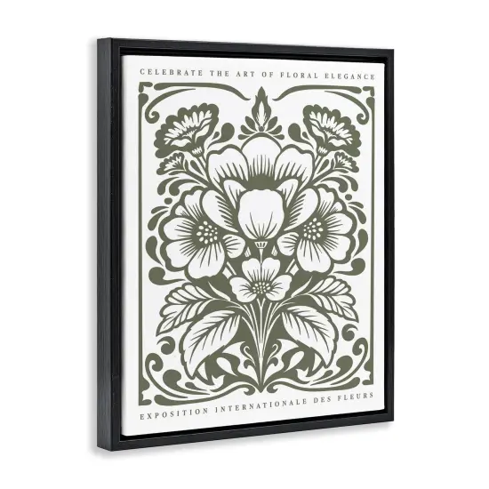 Stupell Industries Green Outline Floral Bouquet Floating Frame By Lettered and Lined {9}