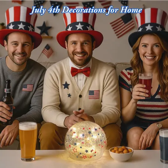July 4th Decorations - Lighted Glass Ball Patriotic Decor {5}