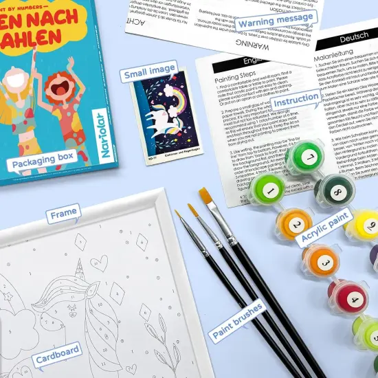 Paint by Numbers for Kids Ages 4-8 with 7X9.5 inch Pre-Printed Cardboard {4}