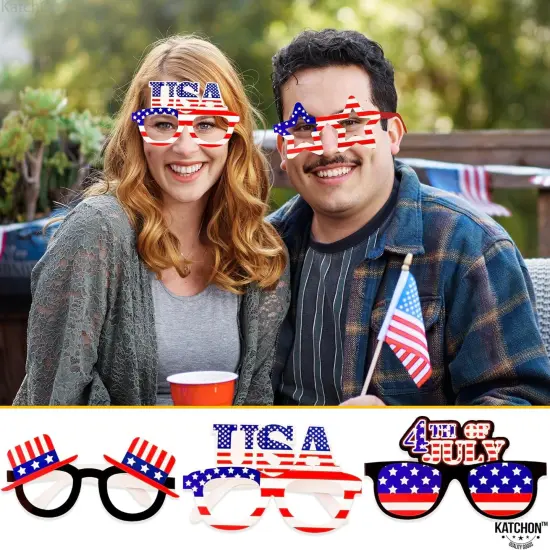 Pack of 12 - 4th of July Glasses Decorations Red, White and Blue {5}