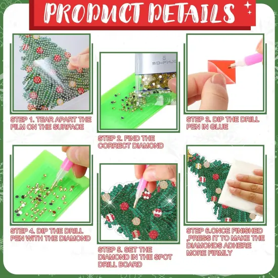 6 Pcs Christmas Diamond Painting Sign Set Diamond Painting Kits {5}