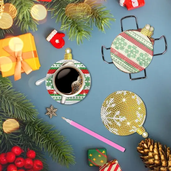 10pcs Christmas Diamond Art Coasters Kit, 5D Christmas Diamond Painting Kits {3}