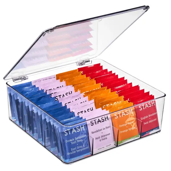 Sorbus Tea Bag Organizer, Stackable Tea Bag Storage Organizer with 12 Compartments and Hinged Lid, Plastic Tea Bag Holder for Kitchen Organizers {1}