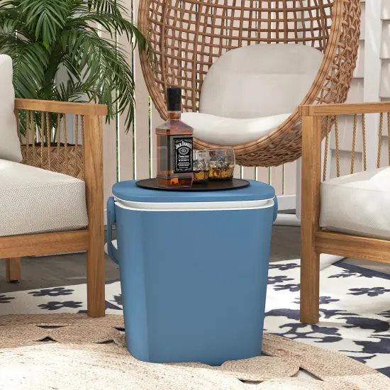 3-in-1 Cooler Bar Table with Storage Rack, Portable and Weatherproof Blue {6}
