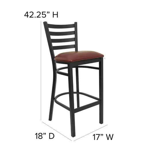 Emma and Oliver Ladder Back Metal Restaurant Dining Barstool BurgVyl/BlackMetal {5}