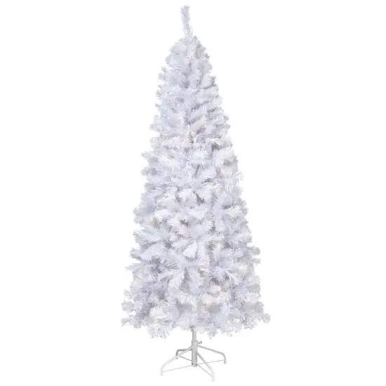 Northlight Pre-Lit Slim White Winston Pine Artificial Christmas Tree - 6.5' - Clear Lights {3}