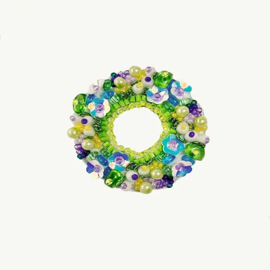 Beadwork kit for creating brooch Crystal Art Spring wreath BP-364C {1}