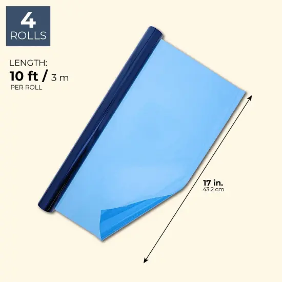 Juvale 4-Pack Blue Cellophane Wrapping Roll for Gift Baskets and Crafts, 17 Inches x 10 Feet Each {2}