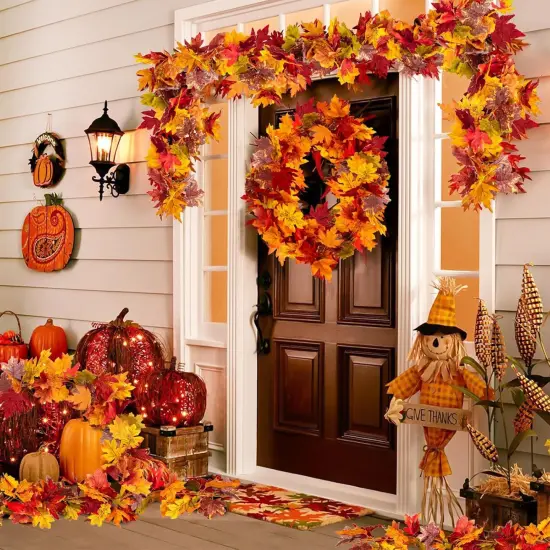 2PCS Thanksgiving Artificial Hanging Fall Leave Vines (11.8FT) {5}