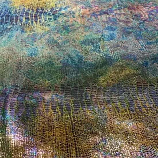 1 Yard Stretch Tie Dye Lizard Skin Velvet Multi Foil Fabric 60 Inches Width Multi Color {3}