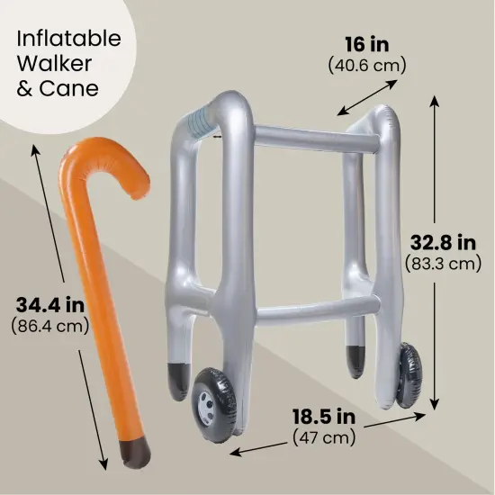 2 Pieces Inflatable Walker and Cane - Funny Gag Gift For Over The Hill Birthday Decorations, 100 Days of School Joke Props Multicolor {2}