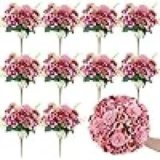 Silk Flowers Fake Peony Bouquet Faux Peonies- Purple Red {1}