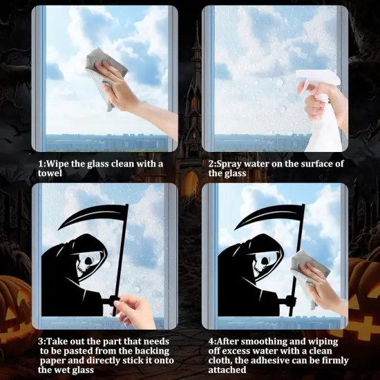 81 PCS Halloween Decorations Window Clings Decor {3}