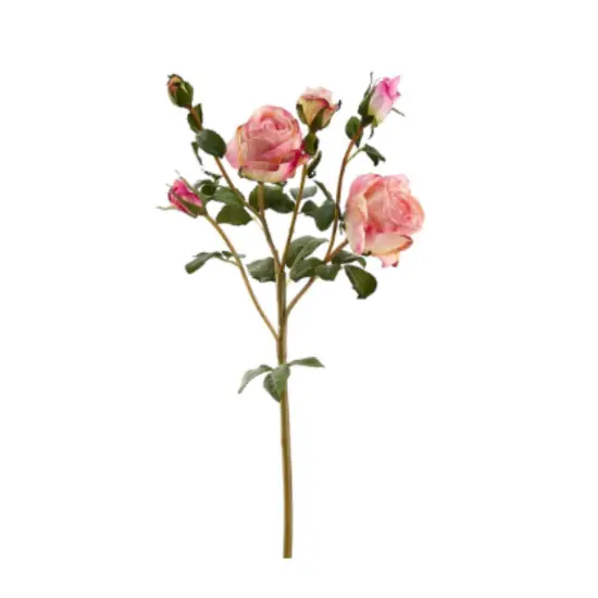 27.5" Artificial Pink Rose Spray – Faux Rose Stem with 3 Buds-FSR571 {1}