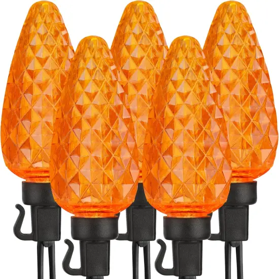 16ft 25 LED C9 Orange Halloween Lights {1}