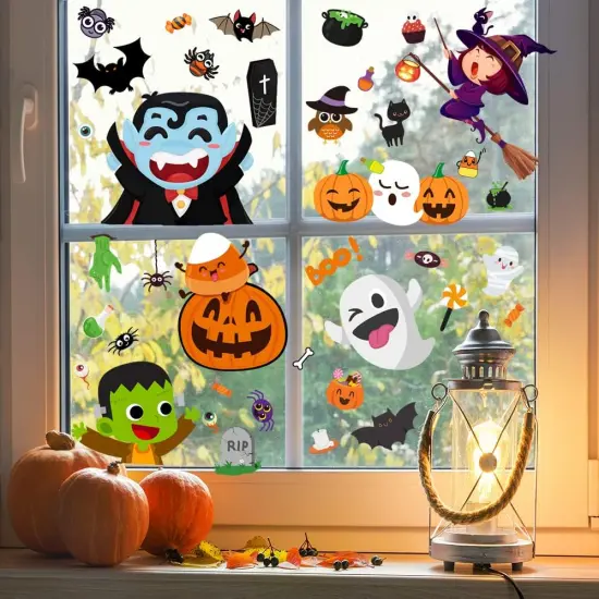 6 Sheet Window Clings - Cute Halloween Stickers and Decals for Kids {3}
