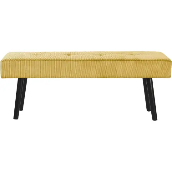 Modern Corduroy Upholstered End of Bed Searing Bench with Black Metal Legs for Living Room Green {6}