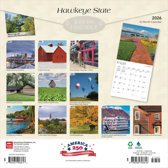 Hawkeye State | Iowa Places | 2026 12 x 24 Inch (Hanging) Monthly Square Wall Calendar | Plastic-Free {2}