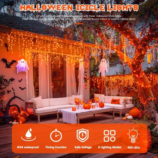 38.8 FT 400 LED Orange Halloween Lights Outdoor {2}