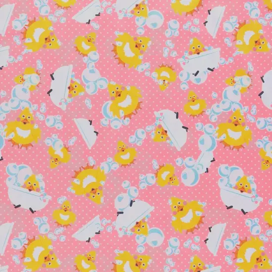 Mook Fabrics Bath Time Printed PUL Fabric [60 in. Wide] - By The Yard Pink {1}