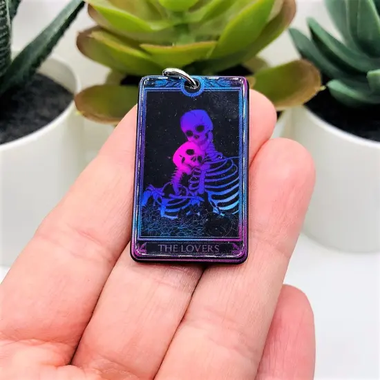 The Lovers Black and Pink Tarot Card Charms, 39x22mm {2}