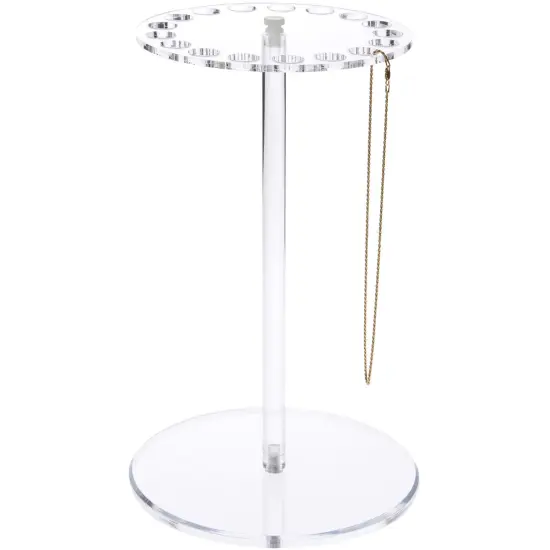 Plymor Clear Acrylic Rotating Necklace Display Stand Holder, 12.5" H x 8" W x 8" D (Holds 17 Necklaces with Clasps) {3}