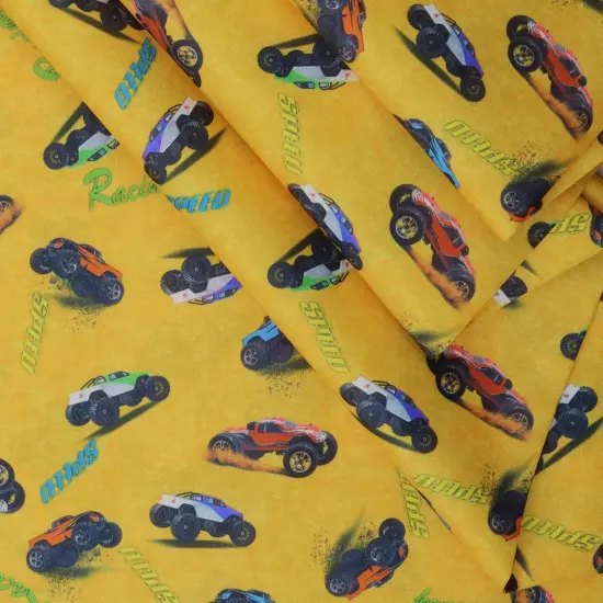 Mook Fabrics Speed Racing Printed PUL Fabric [60 in. Wide] Yellow - By The Yard {2}