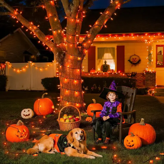 173ft 500 LED Orange Halloween String Lights Plug in {4}