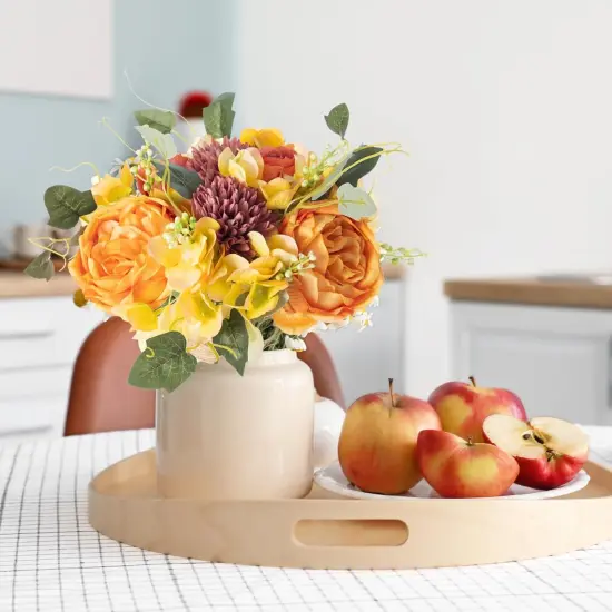 Peonies Artificial Flowers, Orange Silk Peonies Flowers Fake Peonies Bouquet for Autumn Spring Summer {6}