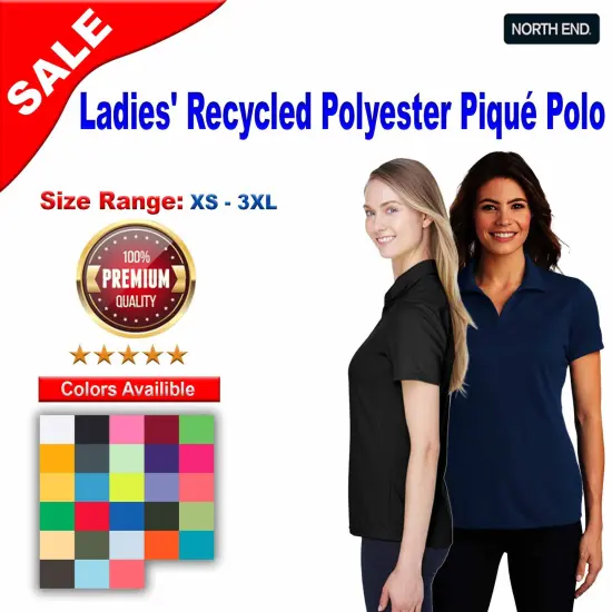 North End&reg; Ladies Recycled Polyester Performance Piqu&eacute; Polo Cactus Green {2}