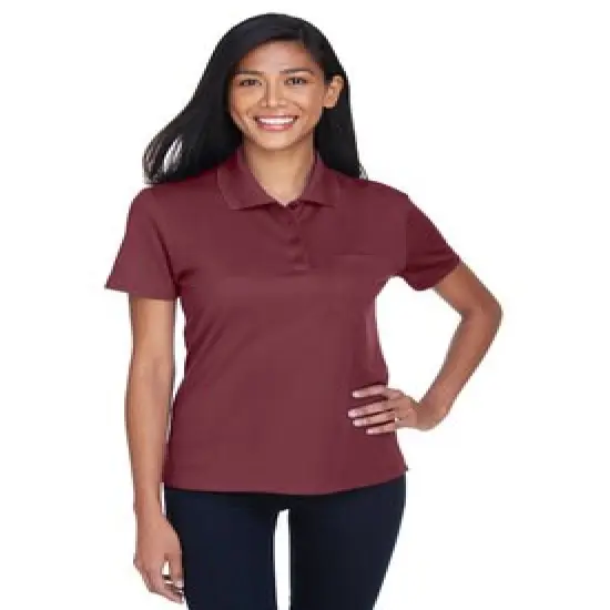 CORE365&reg; Women's Origin Performance Piqu&eacute; Polo Shirt with Pocket &ndash; Moisture-Wicking, UV Protection, Anti-Microbial, Lightweight Polyester Black {3}