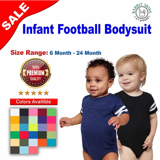 Rabbit Skins&reg; Infant Football Classic Crew Neck Short Sleeve Bodysuit VN GREENBD WHT {2}