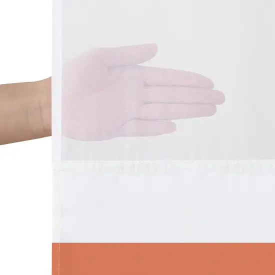 Americanflat 72x75 Hookless Shower Curtain - Abstract Pink Green Orange Shower Curtain with Sheer Panel, Snap-In Liner, and Grommets - 100% Polyester {5}