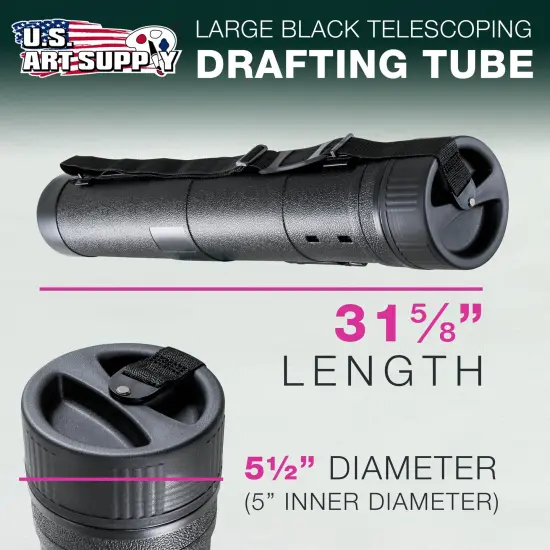 Large Poster Tube - Telescoping Adjustable 31-5/8" to 53-3/4" - Durable 5-1/2" Diameter Storage Tube - Art Poster Carrier Holder & Blueprint Storage Drafting Tube Travel & Protection {2}