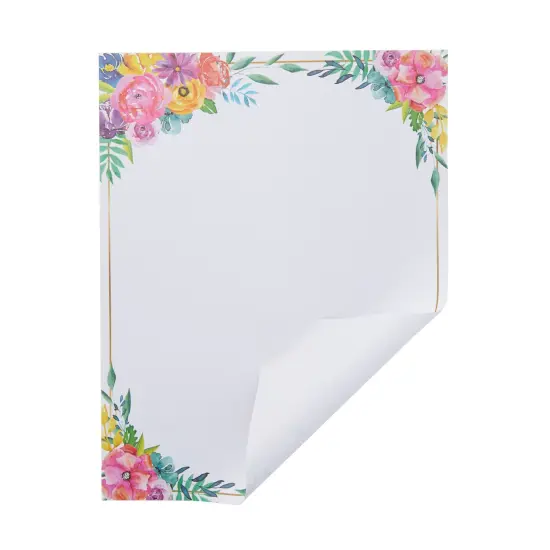 Floral Stationery Paper for Writing Letters, Printing (8.5 x 11 In, 100 Sheets) White {5}