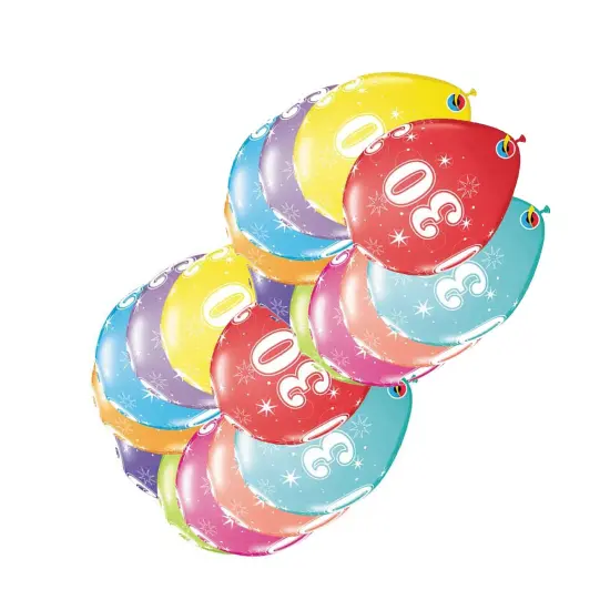 30 A Round Latex Balloons 11" 6 Pack 30th Birthday Anniversary Party Balloons {3}