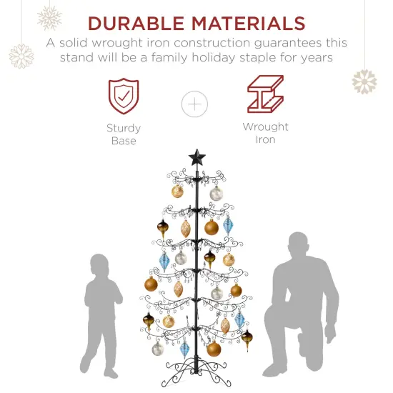 Best Choice Products Wrought Iron Ornament Display Christmas Tree w/ Easy Assembly, Stand Black {4}