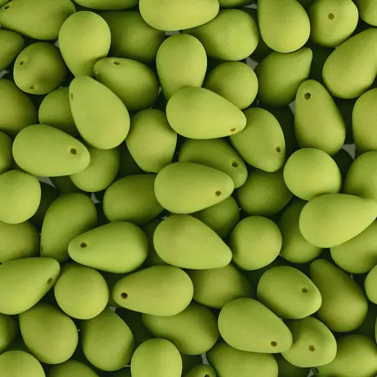 John Bead 114pcs 6x9mm Czech Glass White Alabaster Velvet Drop Bead Strands Yellow Green {2}