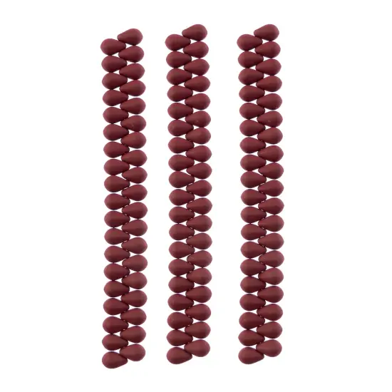 John Bead 114pcs 6x9mm Czech Glass White Alabaster Velvet Drop Bead Strands Maroon Brown {3}
