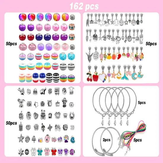 162Pcs DIY Charm Bracelet Making Kit Bangle Bracelets Kit {4}