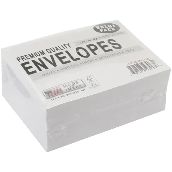 Leader A2 Envelopes (4.375"X5.75") 100/Pkg-White {3}