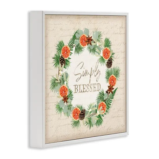 Simply Blessed Botanical Wreath Framed Giclee Art Gray {9}