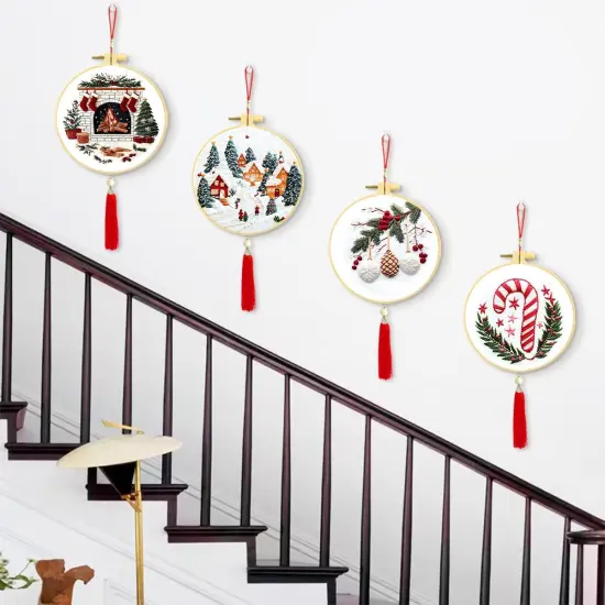 11 Count Stamped Cross Stitch Kits for Adults Beginners, Hand Embroidery Christmas Ornaments kit {4}